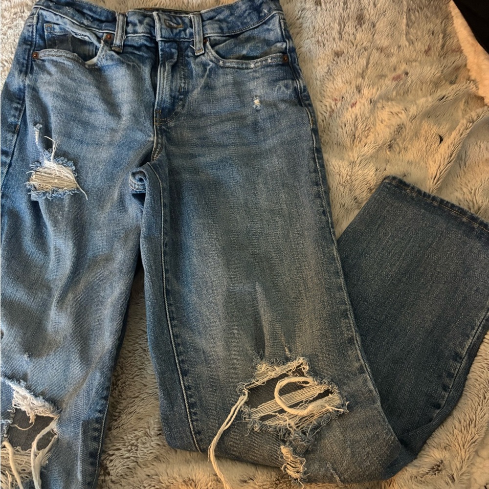 Blue Ripped Wide Legged Jeans, Size:0, from Old Navy
